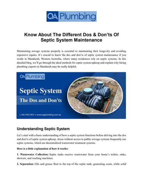 Know About The Different Dos And Don’ts Of Septic System Maintenance Pdf