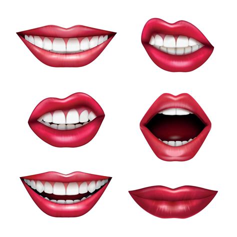 Mouth Expressions Realistic Set Vector Illustration 2909027 Vector Art