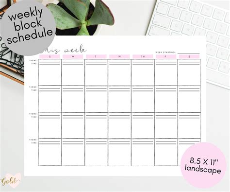 Weekly Block Schedule Templates Printable Planner INSTANT | Etsy