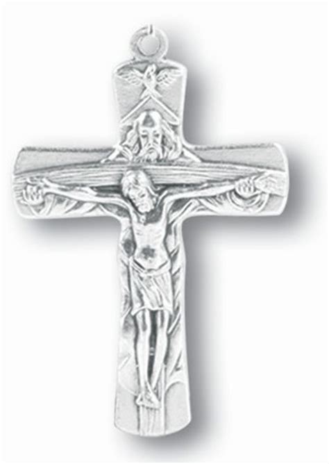 2 Silver Oxidized Trinity Crucifix Medal Only