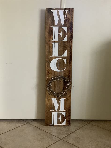 Front Porch Welcome Sign Made From Pallet Wood Pallet Wood Wood