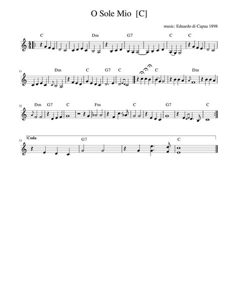 O Sole Mio Sheet Music For Piano Solo