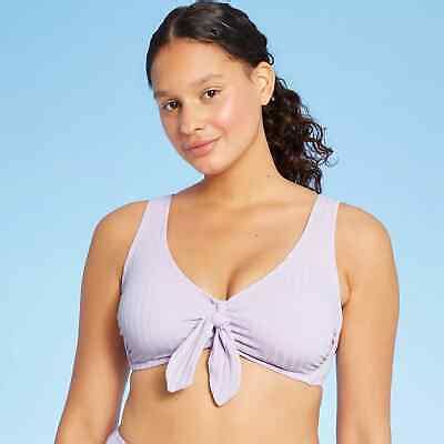 Juniors Ribbed Tie Front Longline Triangle Bikini Top Xhilaration