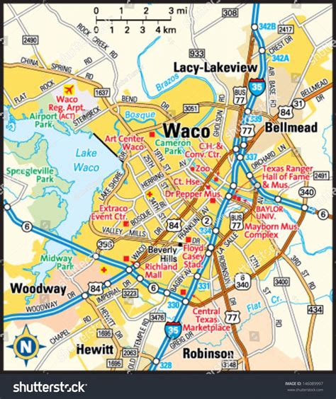 Wall Art Print – Abstract Map Print Of Waco Tx. Modern City Print ...