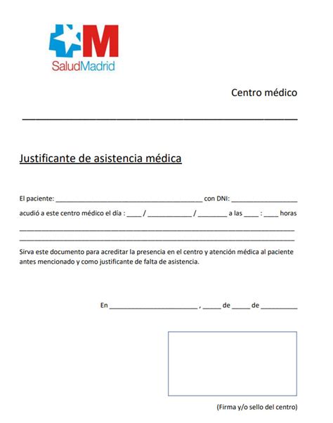 Justificante Médico Madrid Descargar Plantillas Pdf Y Word