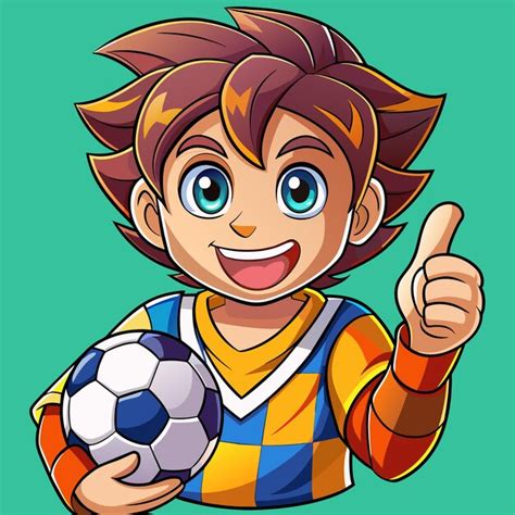 Premium Vector A Cartoon Character With A Soccer Ball And A Thumb Up