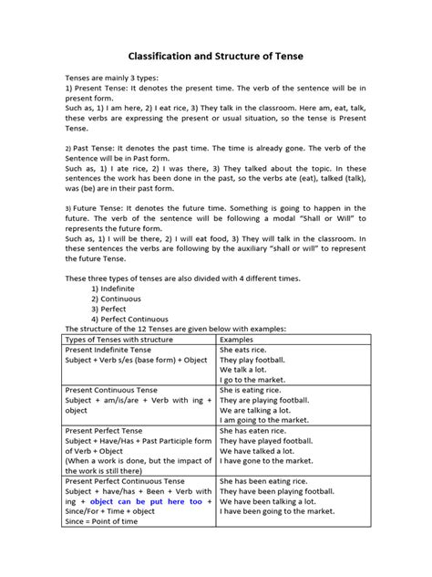 classification  structure  tense