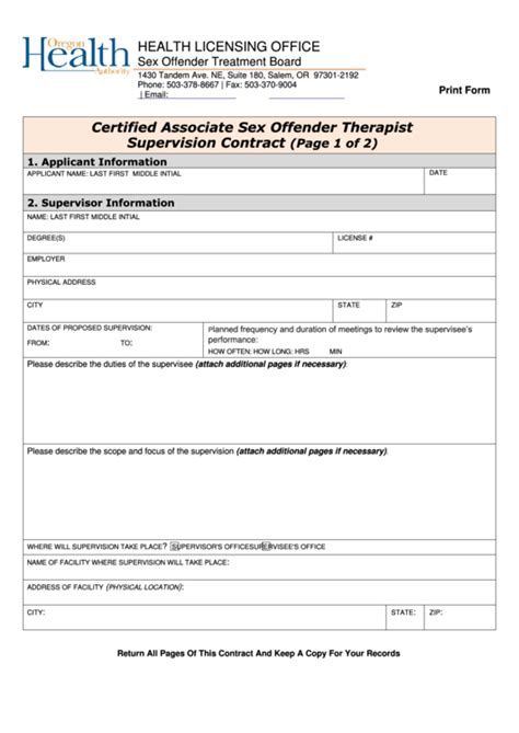 Fillable Certified Associate Sex Offender Therapist Supervision