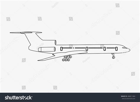 Airplane Outline Flat Design Vector Illustration Stock Vector Royalty