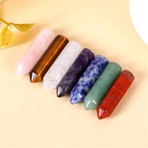 Single Point Bullet Nude Stone Yoga Energy Stone Natural Stone Crystal Agate Hexagonal Pendant