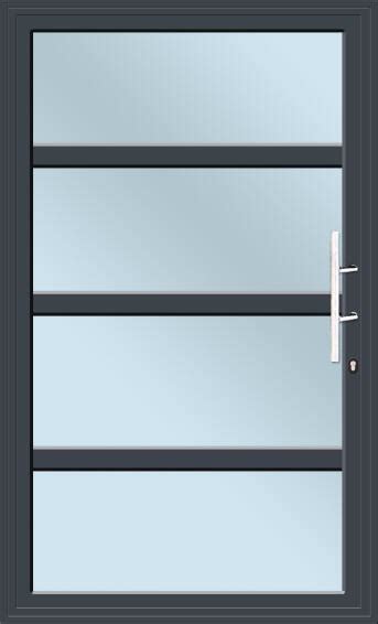 Aluminium Pivot Door Charcoal 4 Horizontal Panel S10 Reflective Glass