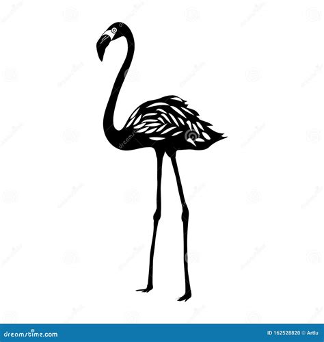 Flamingo Silhouette Isolated On White Background Stock Vector