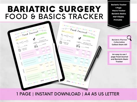 Bariatric Food Journal Gastric Bypass Food Diary Gastric Etsy