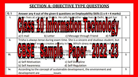 Class 10 Information Technology Cbse Sample Paper 2022 23 Cbse It