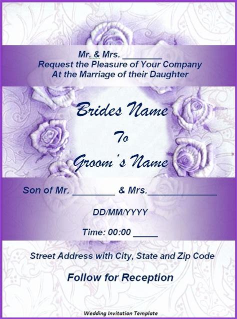 Wedding Invitation Template Microsoft Word Shooters Journal