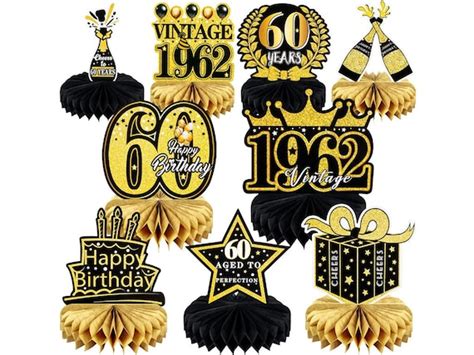 9 Pcs 60th Birthday Decoration For Men Women 60th Birthday Etsy