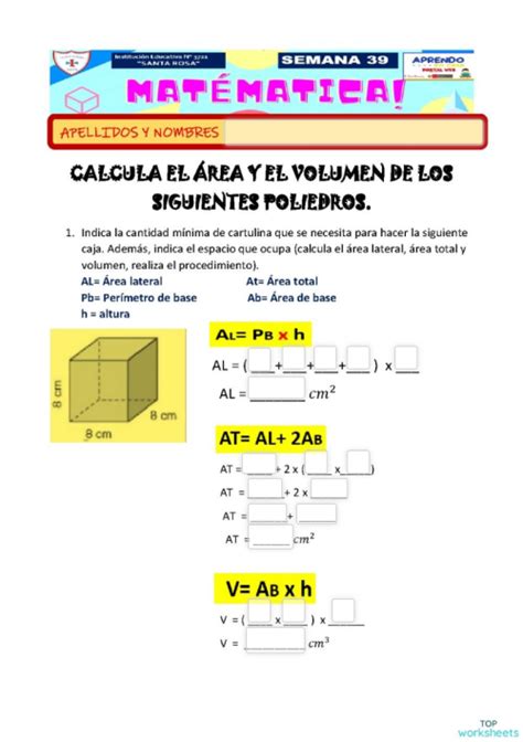 Areas Y Volumenes I Ficha Interactiva Topworksheets