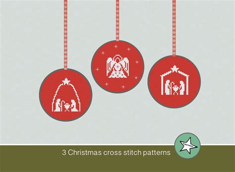 Christmas Cross Stitch Pattern Nativity Scene Ornaments Etsy