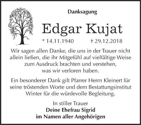 Traueranzeigen Von Edgar Kujat Abschied Nehmen De