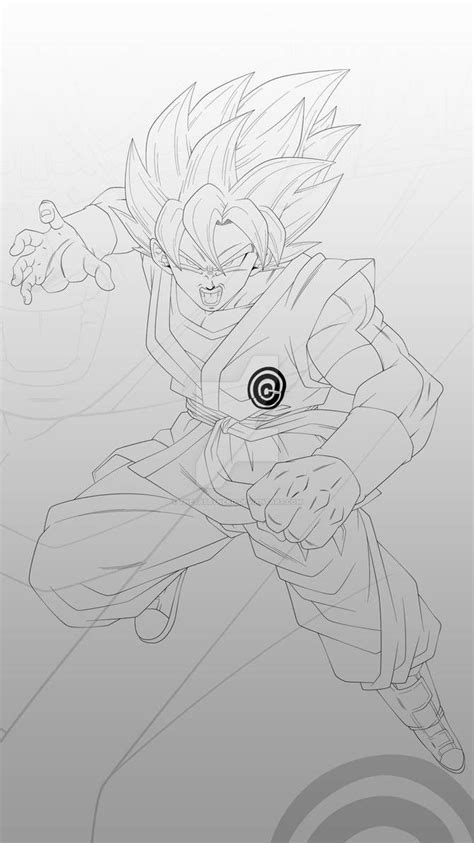 Goku Cc Super Saiyan Blue Lineart By Thetabbyneko On Deviantart