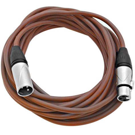 Brown 25 Foot Xlr Microphone Patch Cable Cord 3 Pin Xlr Male To Xlr