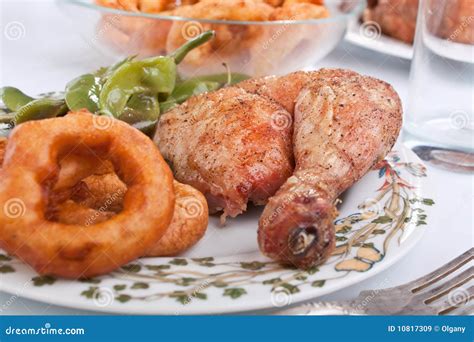 Roasted Chicken Legs With Garnish Royalty Free Stock Images Image