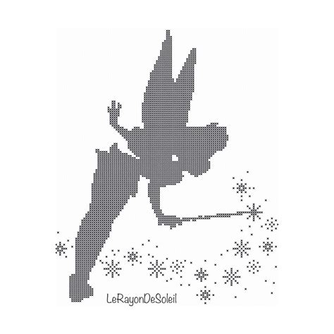 Cross Stitch Pattern Tinker Bell Peter Pan Disney Black