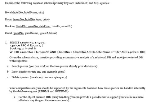 Solved Consider The Following Database Schema Primary Keys Chegg