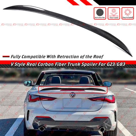 For 2021 2024 Bmw G23 430i G83 M4 Convertible V Style Carbon Fiber Trunk Spoiler Ebay