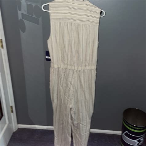 Lucky Brand Pants And Jumpsuits Nwt Lucky Brand Sleeveless One Piece Jumpsuit Tan Striped Size