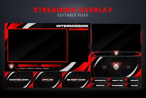 Premium Vector | Red and Black Twitch Streaming Overlay Template