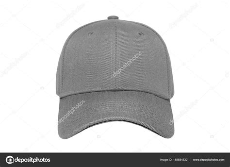 Baseball Cap Color Grey Close Front View White Background Stock Photo