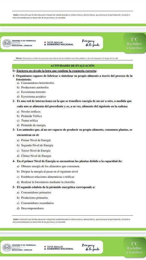 Encierra En Círculo La Letra Que Contiene La Respuesta Correcta 1 Organismos Capaces De