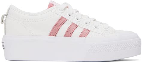 adidas Originals White & Pink Nizza Platform Sneakers adidas Originals