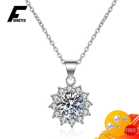 Fuihetys Trendy Halskette Silber Schmuck Mit Zirkon Edelstein Runde