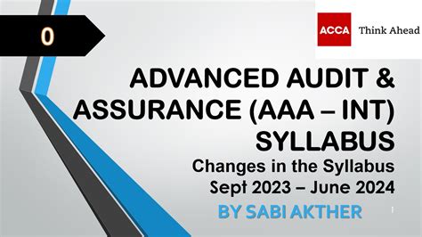 Acca I Advanced Audit Assurance Aaa Int Changes In Syllabus From