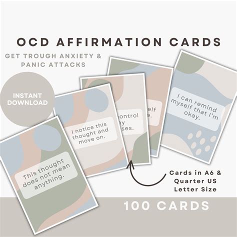 Printable OCD Coping Cards Obsessive Compulsive Affirmations ERP