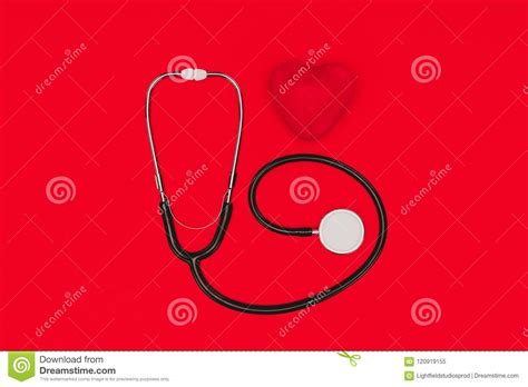 Top View Of Stethoscope And Red Heart Stock Image Image Of Concept