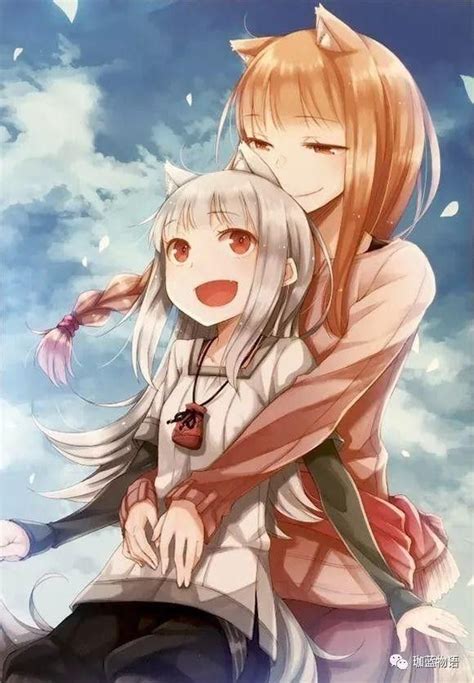 Two Anime Girls Hugging Each Other In The Sky