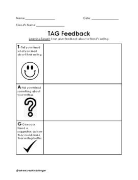 Peer Feedback Form For Writing Tag By Lattes Lashes And Learning