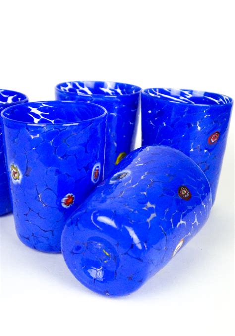 Lilly Set Di Bicchieri Murano Blu Made Murano Glass