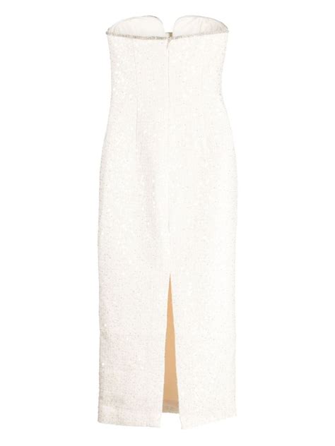 Self Portrait Sequinned Bouclé Midi Dress White FARFETCH