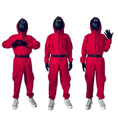 Round Six Jumpsuit Squidgame Hoodie Costume Clothes Red Suit Squid Game