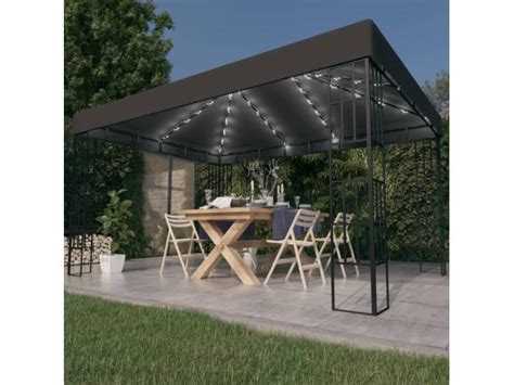 Gazebo Tenda de recepção cordões de luzes LED 3x4 m antracite