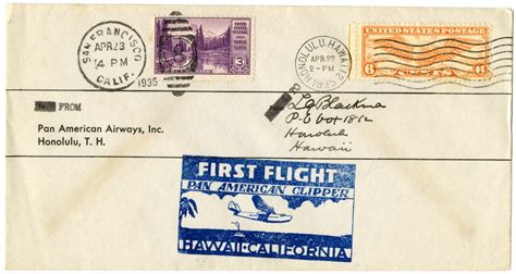 Objects Airmail Flight Cover Pan American Airways First Survey