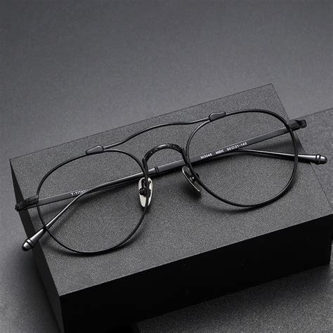 Pure Titanium Eyeglasses Frame Men Women Vintage Spectacle Frame Ladies Round Double Beam