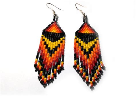 Native American Beaded Earrings Inspired Statement Earrings Etsy