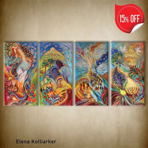 Original Modern Jewish Art Wall Decor Canvas Print Fateful Holidays ...