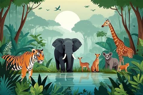 Premium Photo | World Wildlife Day with the animals in jungle