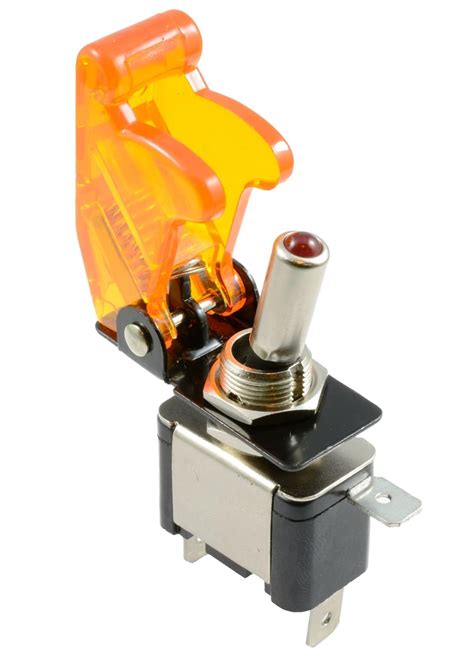 Yellow Illuminated Led Toggle Switch With Missile Style Flick Cover Car